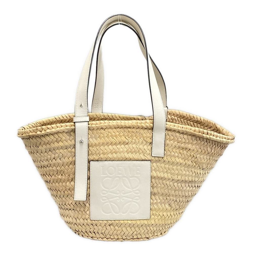 Loewe Natural Leaf Palm White Tote Bag Calfskin Basket - Picture 2 of 16